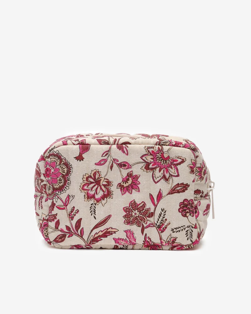 Trousse matelassée en toile de coton imprimée fleur Vanette