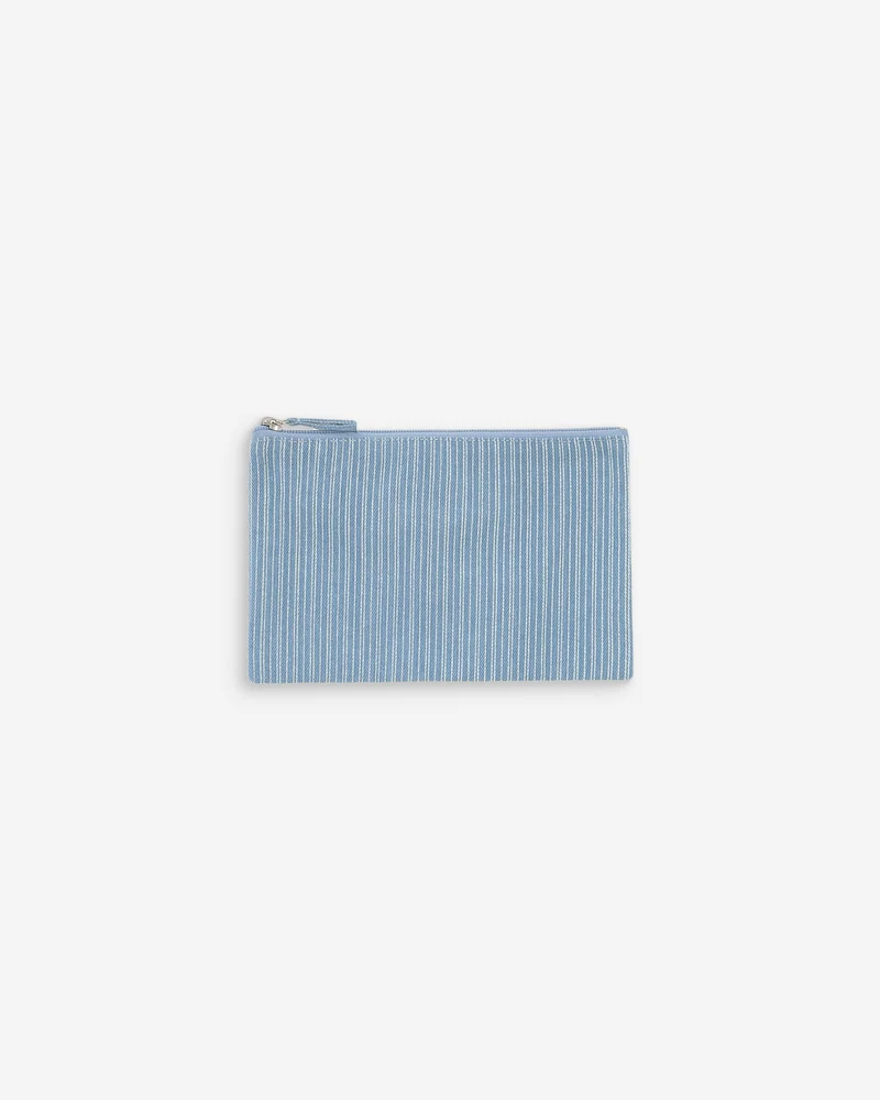 Pochette en denim zippée stripedblue Valaurie