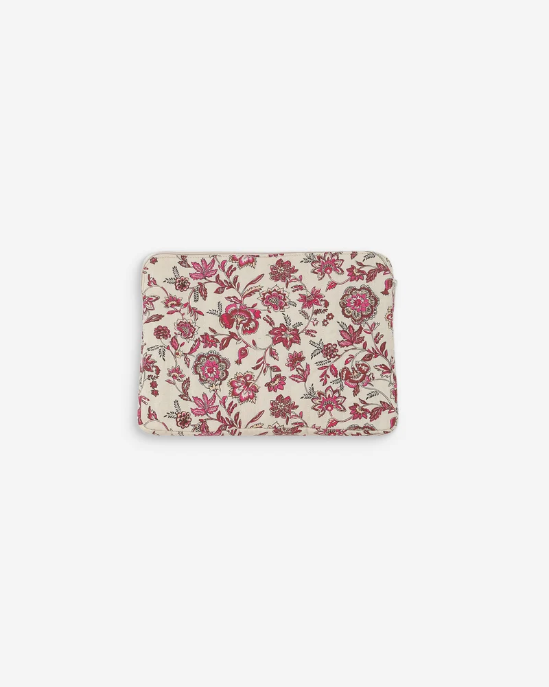 Pochette d’ordinateur en toile de coton matelassée fleur Vaiana