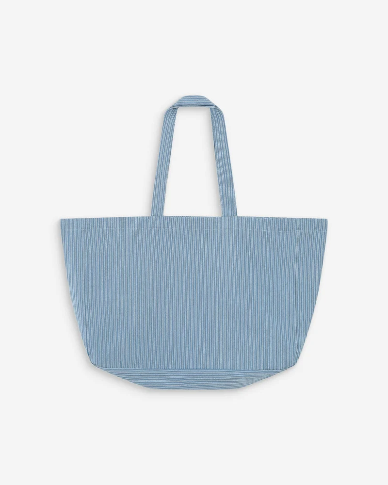 Tote bag large en denim à motif stripedblue Vacation