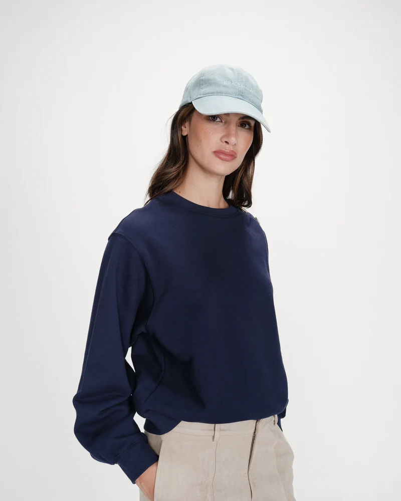 Casquette en coton réglable brodée devant skyblue Slimane