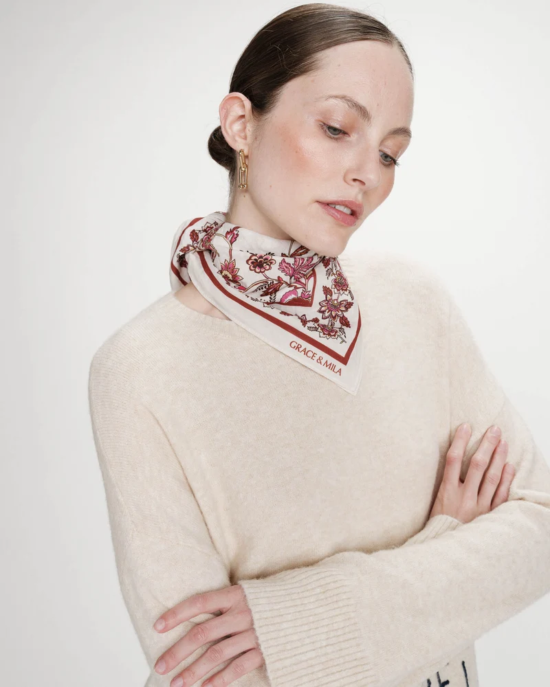 Foulard bandana carré en coton fleur Verlisse