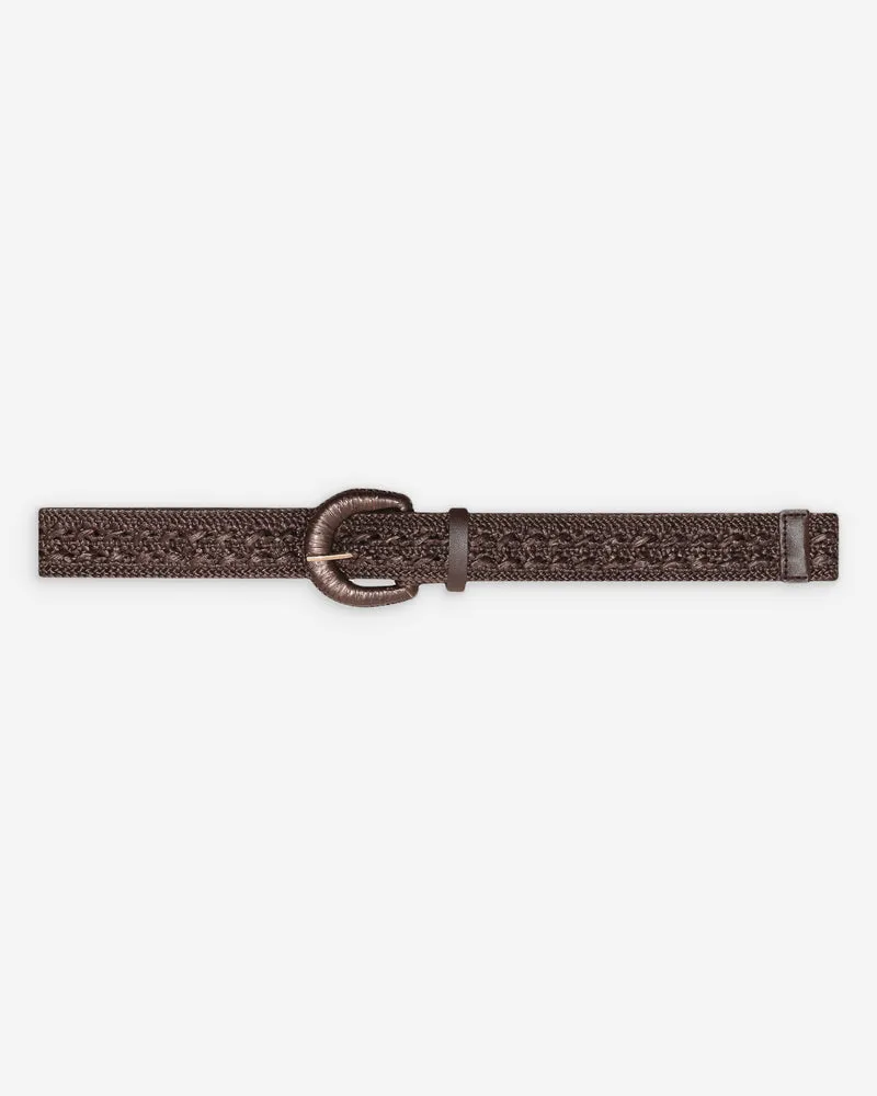 Ceinture tissée effet raphia boucle assortie chocolat Vallois