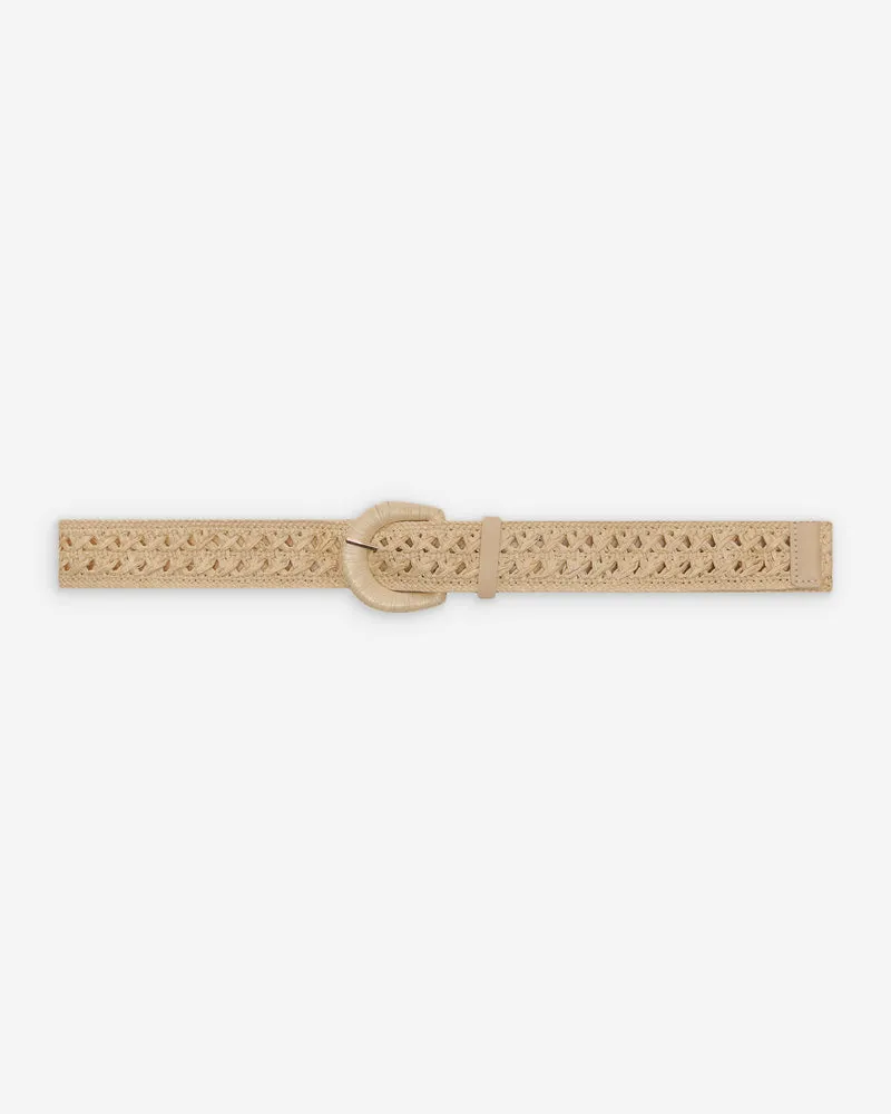 Ceinture tissée effet raphia boucle assortie ecru Vallois