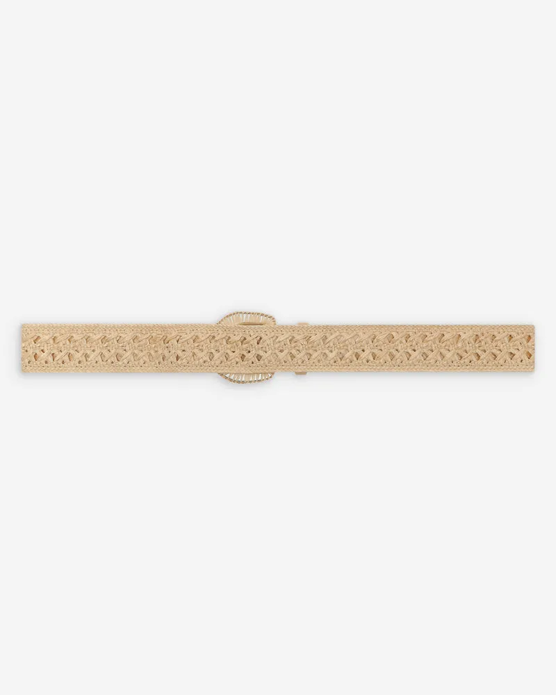 Ceinture tissée effet raphia boucle assortie ecru Vallois