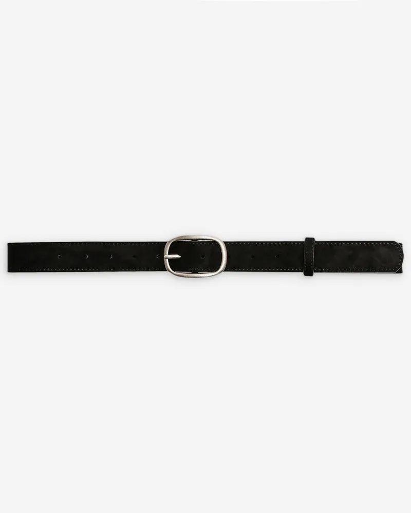 Ceinture en suède à boucle métal argenté noir Vikander