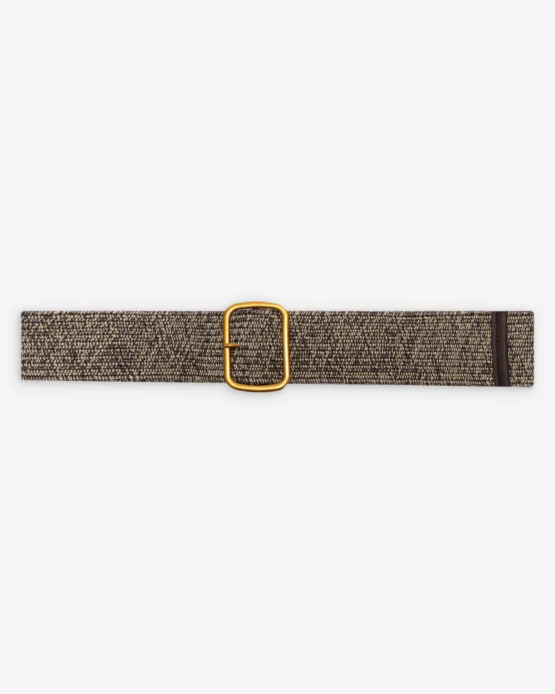 Ceinture tissée boucle carrée dorée chocolat Popcorn