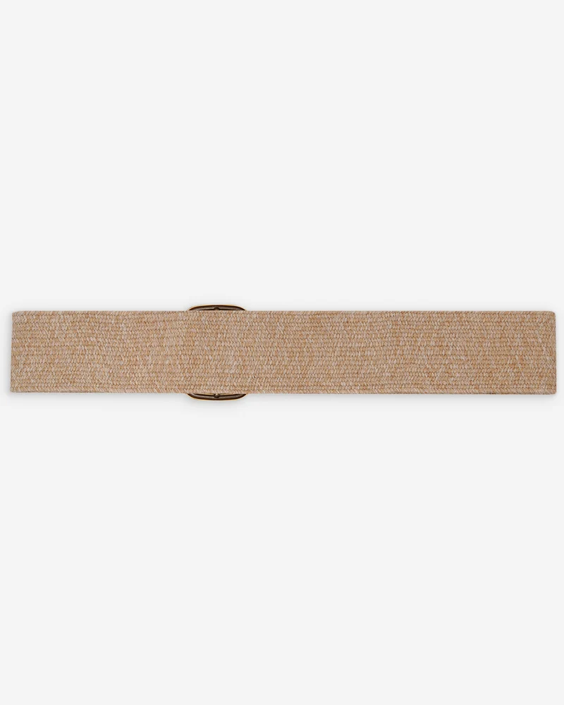 Ceinture tissée boucle carrée dorée ecru Popcorn