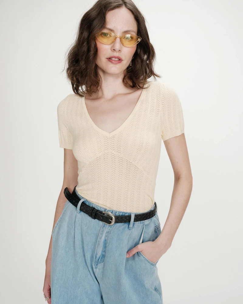 Ceinture en cuir tressée boucle argentée noir Villette