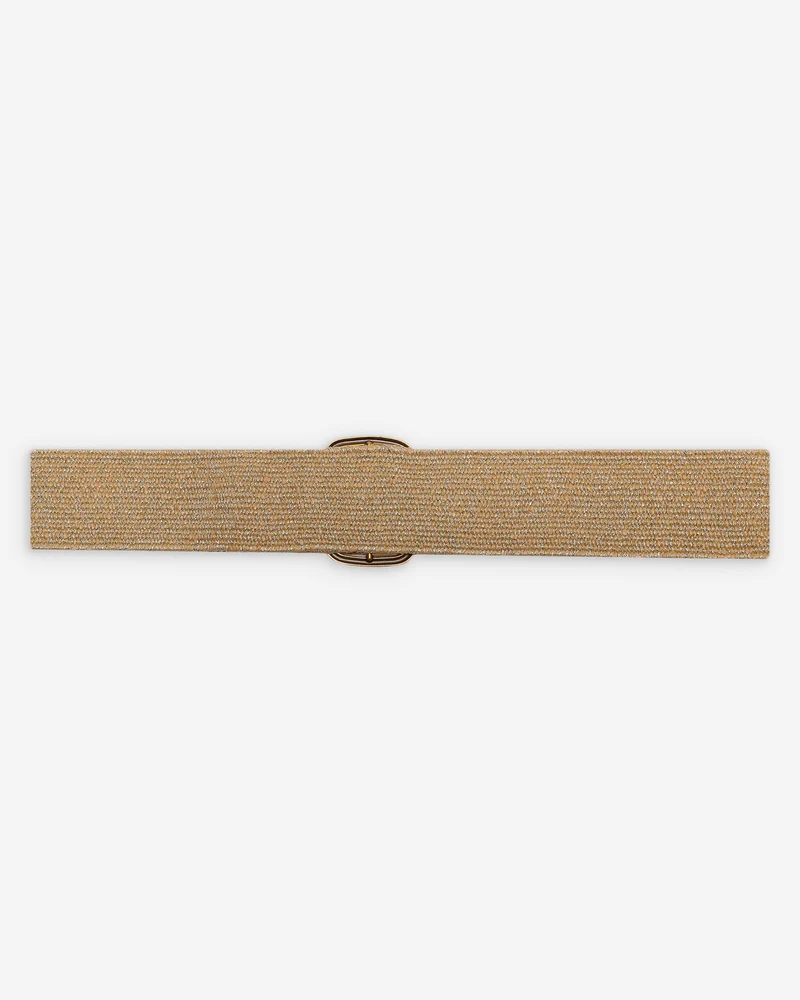 Ceinture tissée boucle carrée dorée sable Popcorn