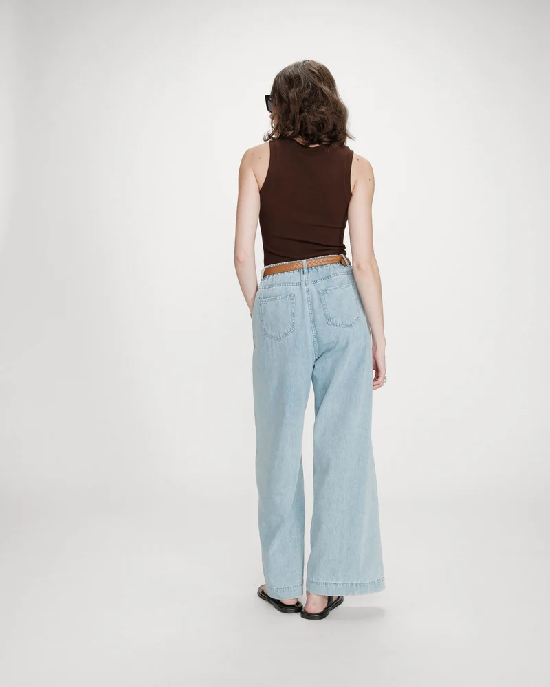 Ceinture en cuir tressée boucle argentée ocre Villette