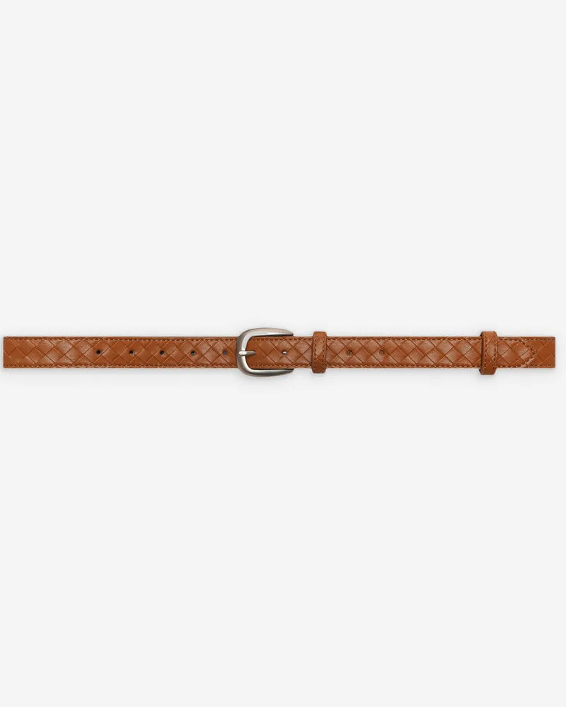 Ceinture en cuir tressée boucle argentée ocre Villette