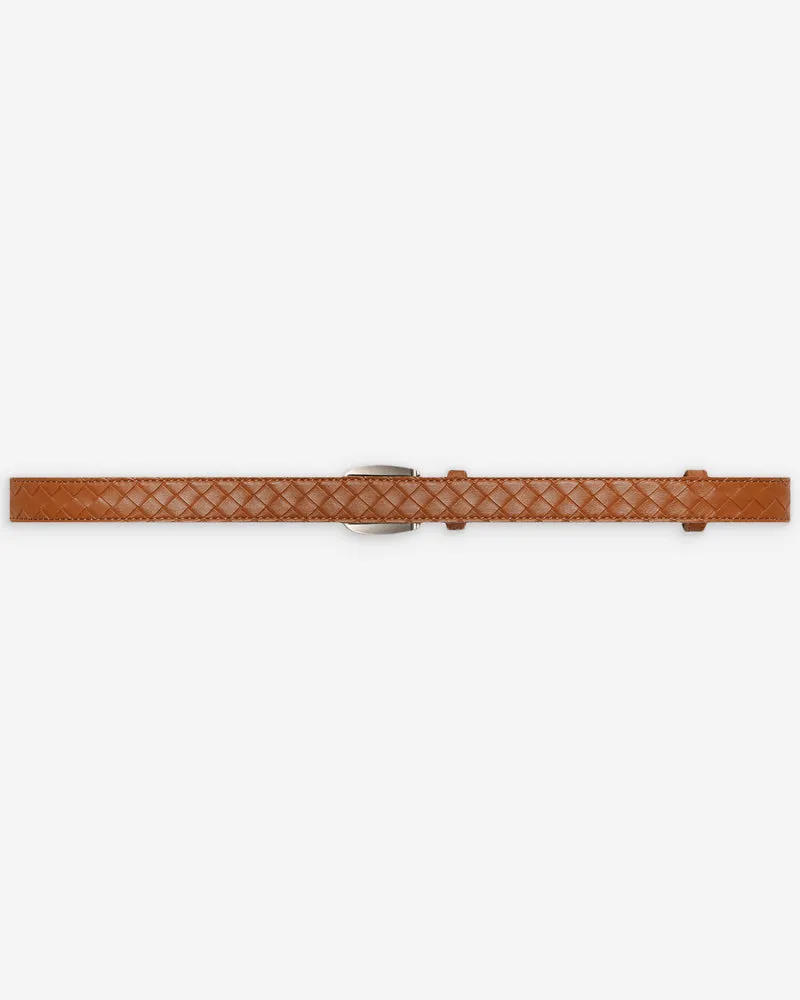 Ceinture en cuir tressée boucle argentée ocre Villette