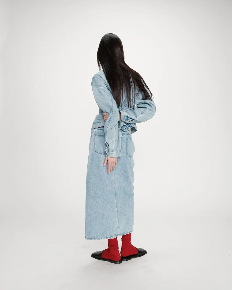 Veste en jean boxy manches longues skyblue Vinnie