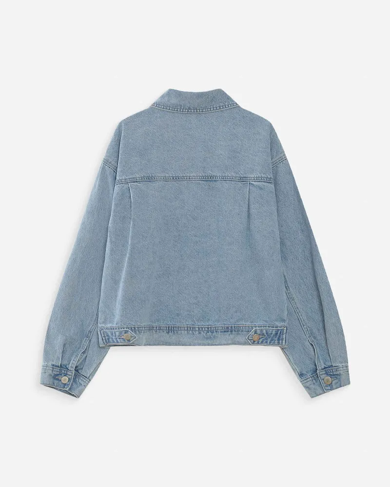 Veste en jean boxy manches longues skyblue Vinnie
