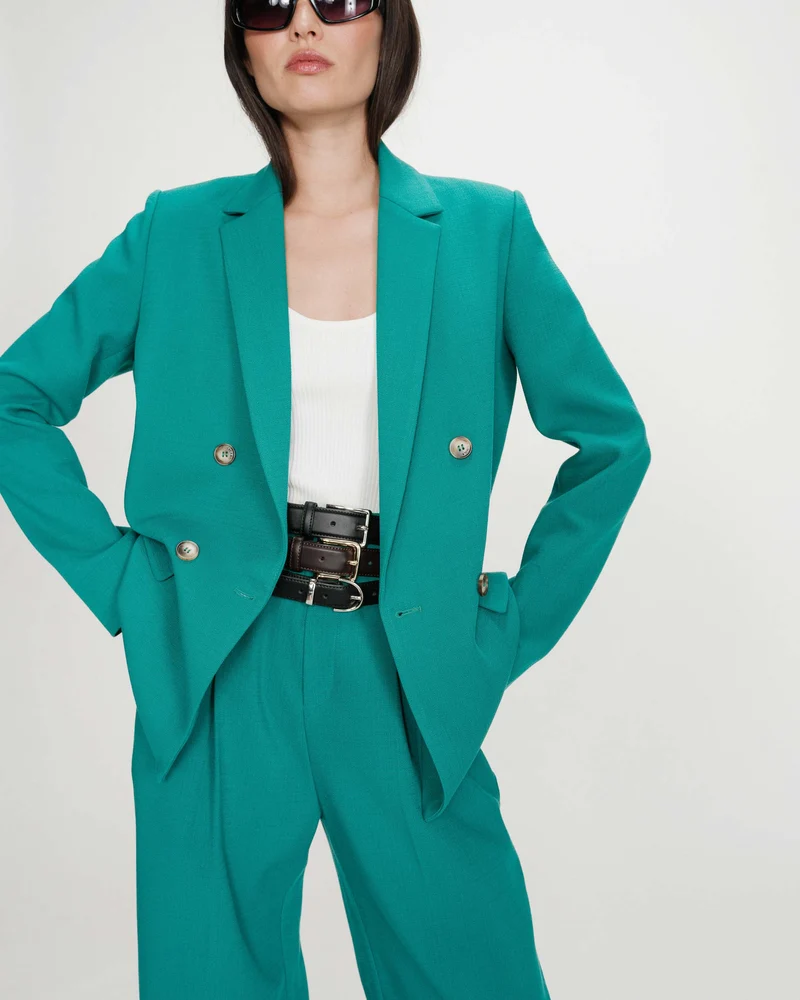 Veste tailleur à double boutonnage vert Parfaite