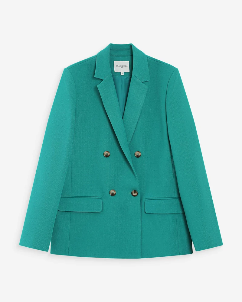 Veste tailleur à double boutonnage vert Parfaite