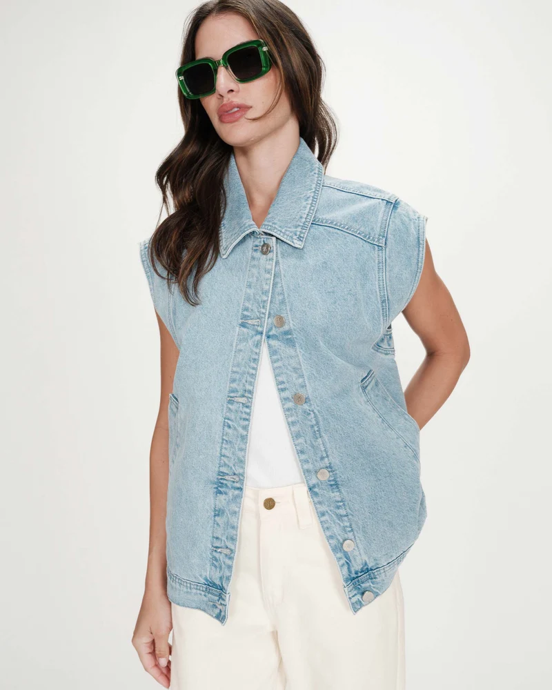 Veste sans manches en jean oversize skyblue Vallonia