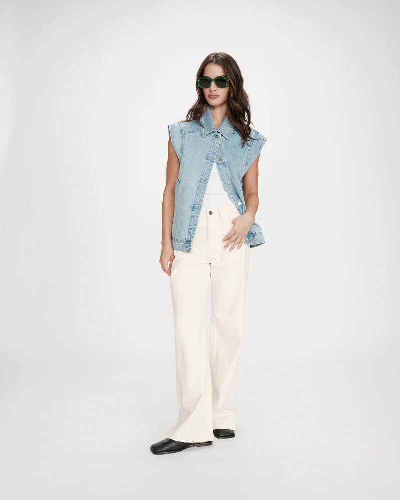 Veste sans manches en jean oversize skyblue Vallonia