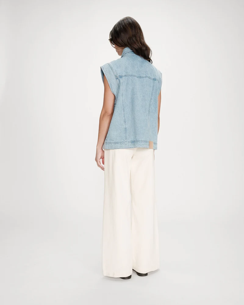 Veste sans manches en jean oversize skyblue Vallonia