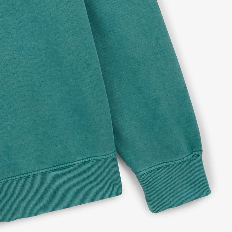 Sweat à capuche zippé teinture old en coton vert menthe