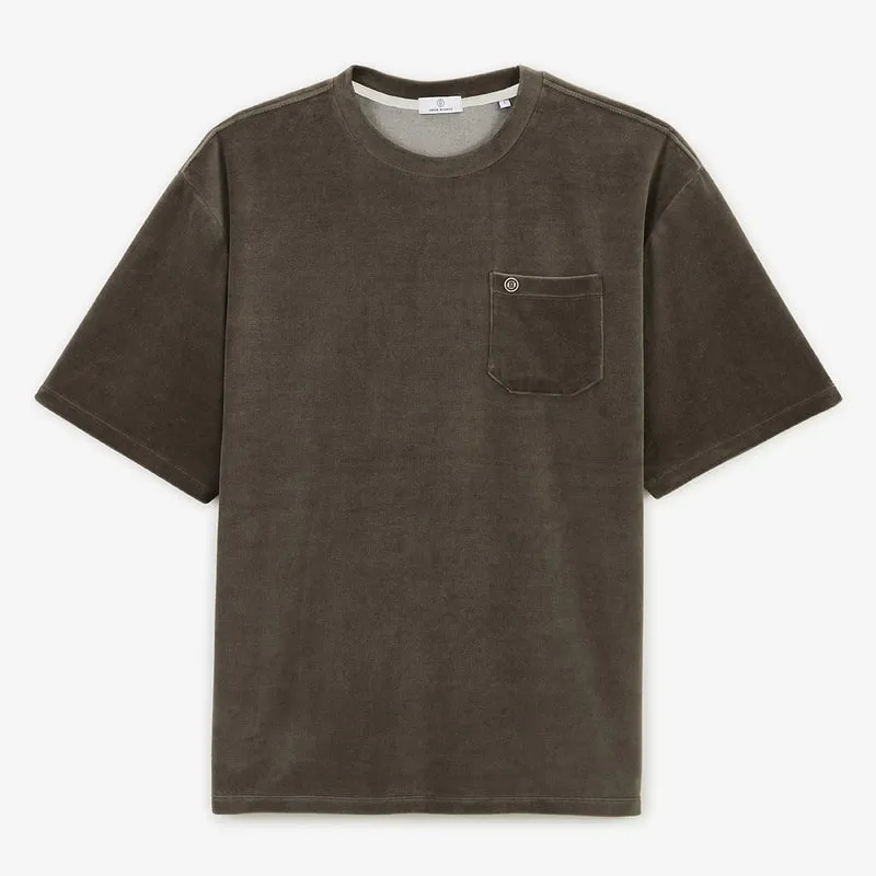 T-shirt col rond Thor en tissu éponge marron argile