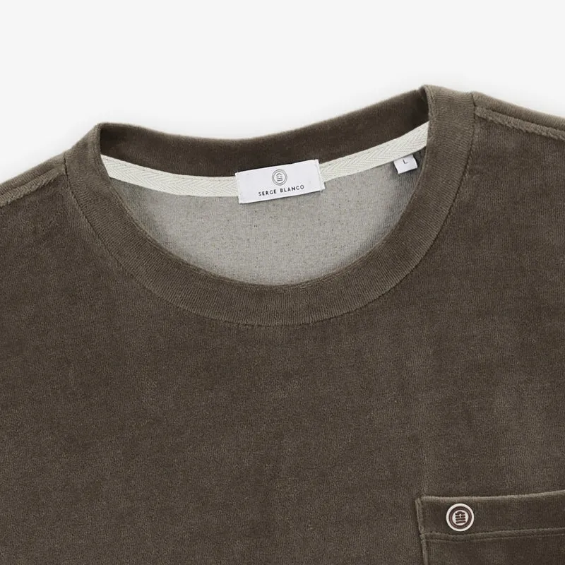 T-shirt col rond Thor en tissu éponge marron argile
