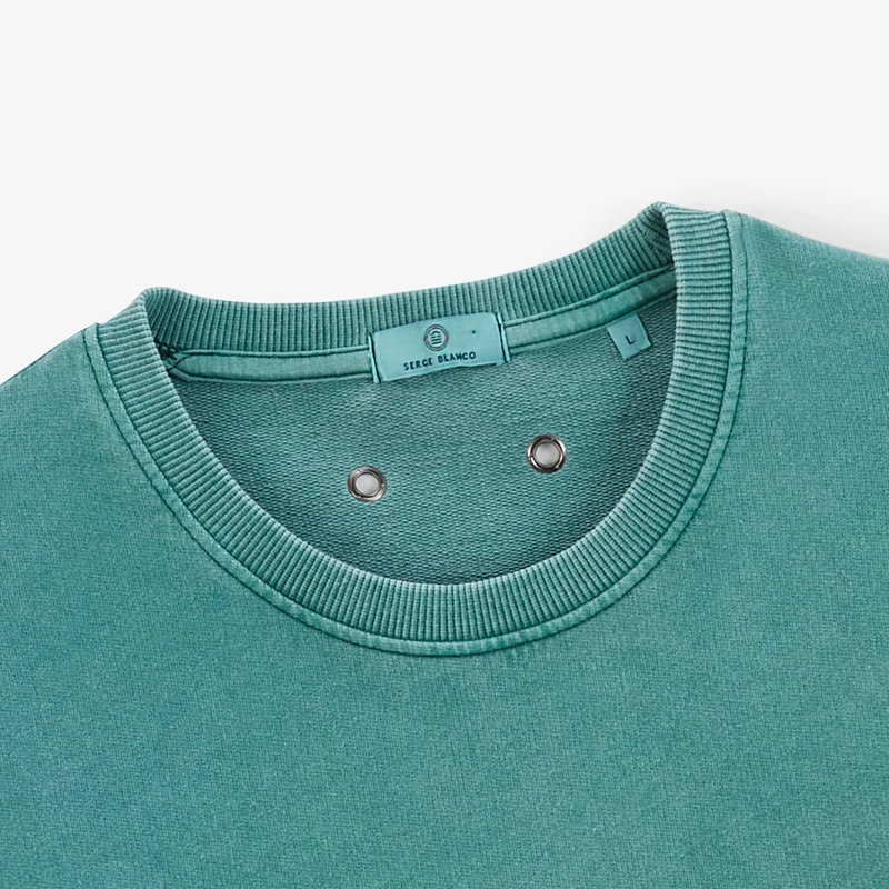 Sweat col rond Archives teinture old en coton vert menthe