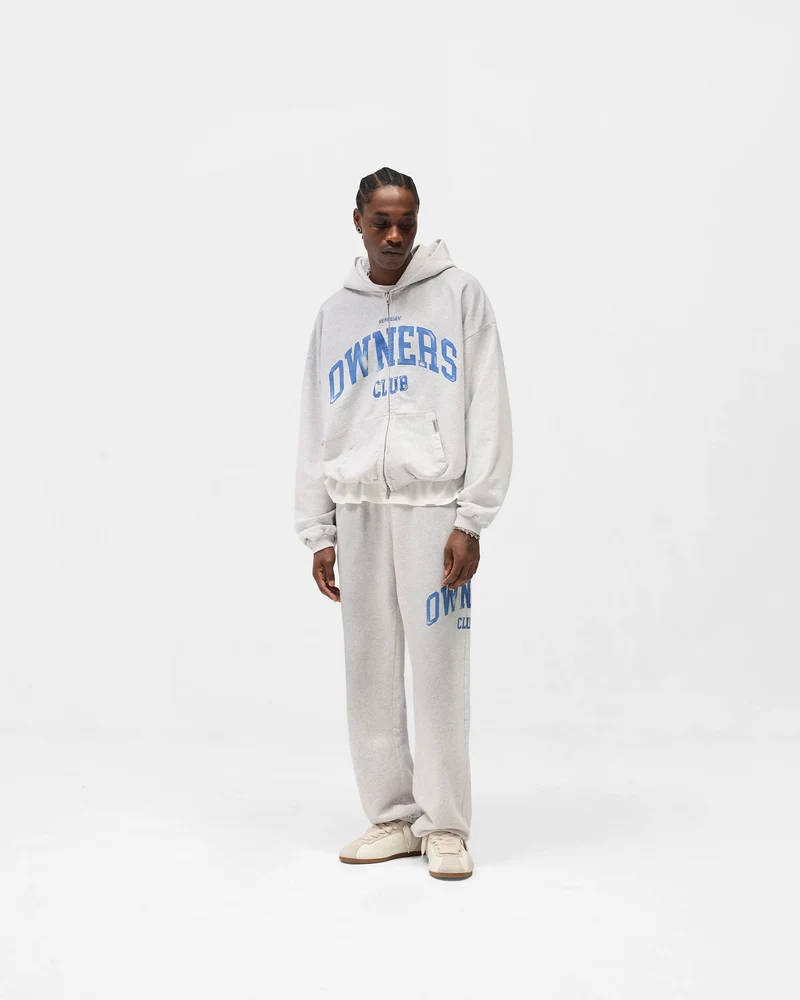 Represent Owners Club Zip Through Hoodie - Sprayed Ice Grey Marl