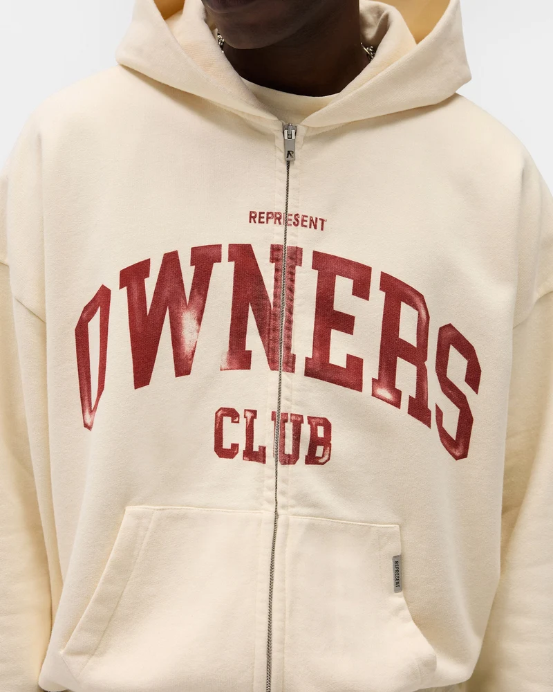 Represent Owners Club Zip Through Hoodie - Buttercream