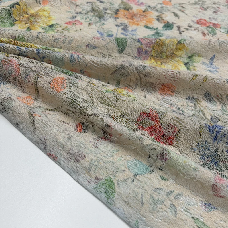 Tissu Dentelle Coton, Stretch - Floral, Geranio