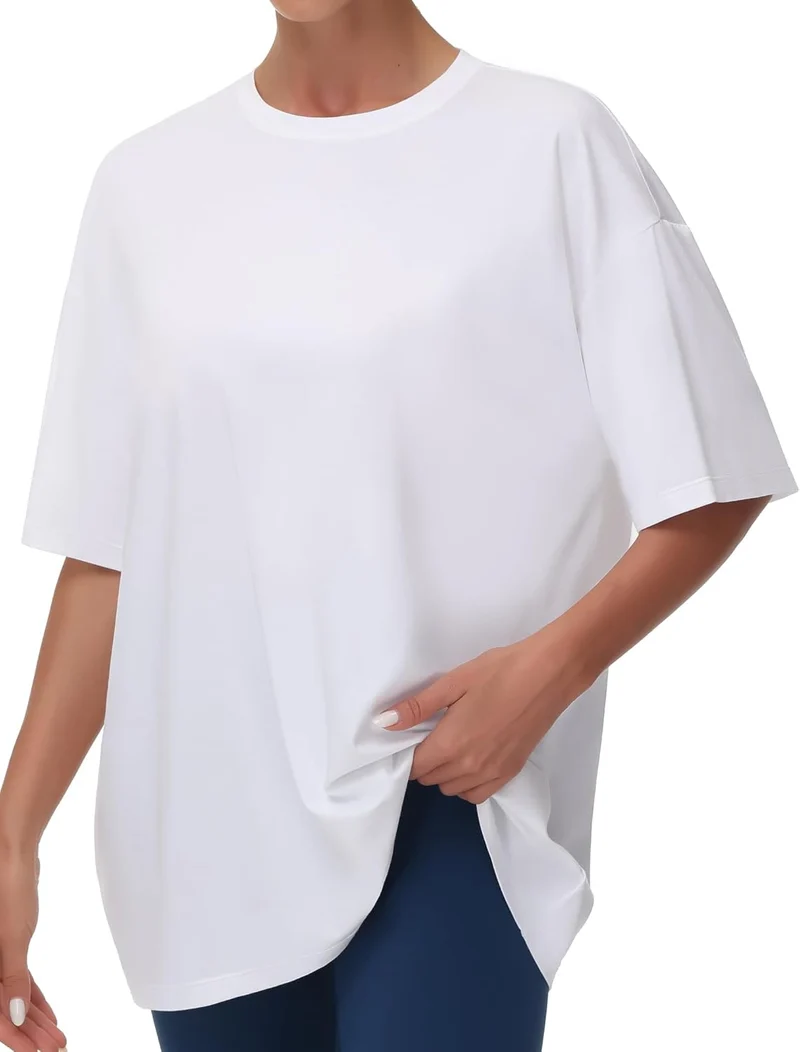 Beth T-Shirt Femme Oversize – Col Rond, Manches Courtes, Léger Casual Été