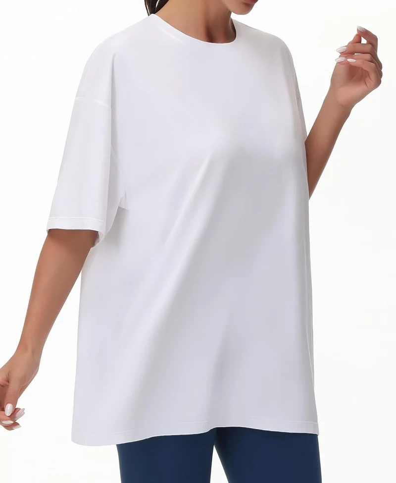 Beth T-Shirt Femme Oversize – Col Rond, Manches Courtes, Léger Casual Été