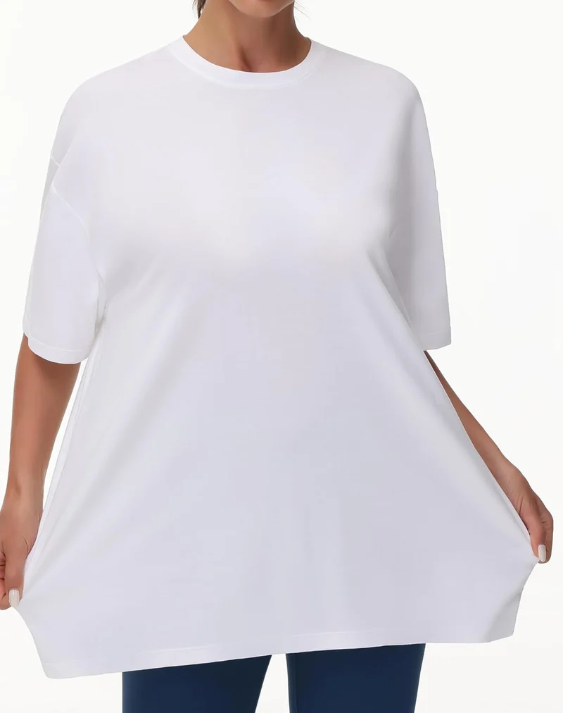 Beth T-Shirt Femme Oversize – Col Rond, Manches Courtes, Léger Casual Été