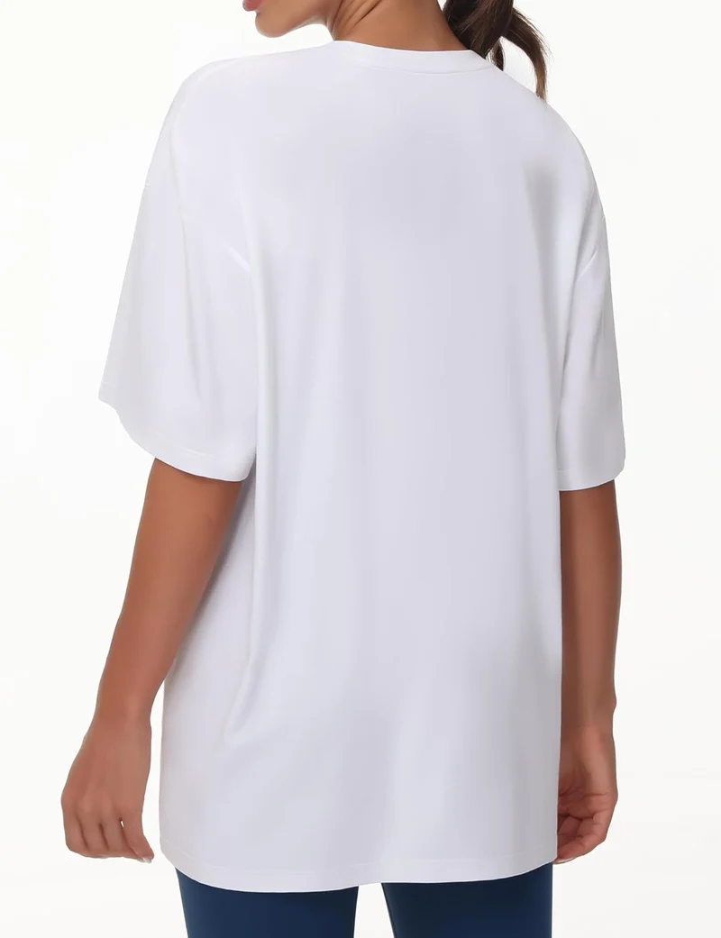 Beth T-Shirt Femme Oversize – Col Rond, Manches Courtes, Léger Casual Été