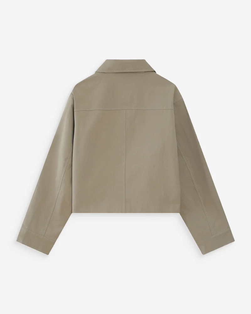 Veste courte en coton boutonnée à poches sauge Veronica
