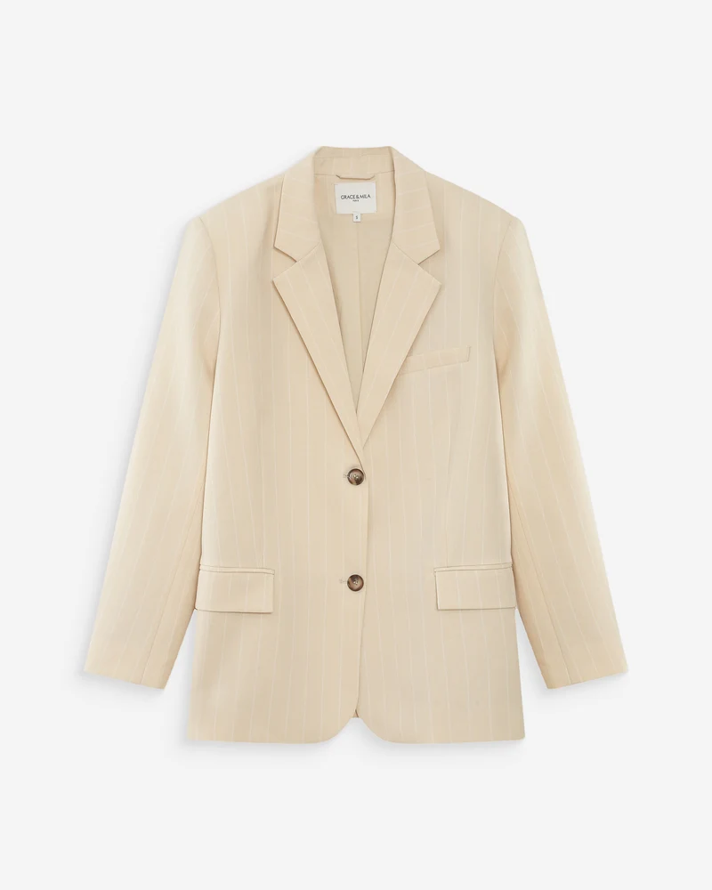 Blazer droit rayé à deux boutons vanille Velvet