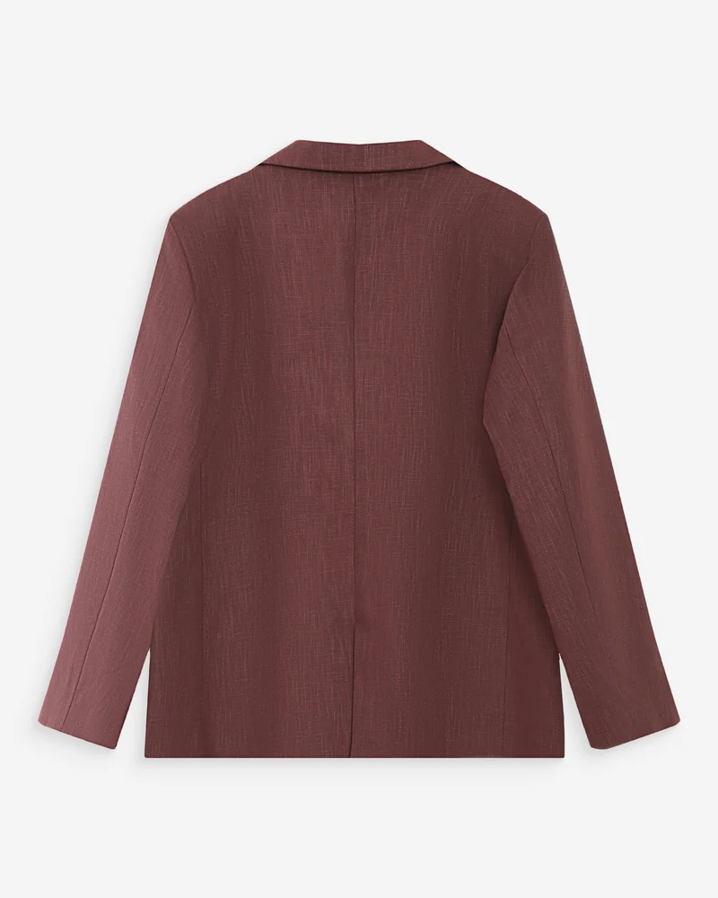 Blazer droit en lin et coton boutonné chocolat Velize