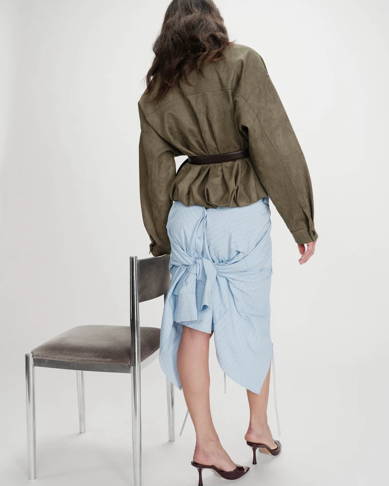 Veste bomber en suédine ourlet ballon kaki Verve