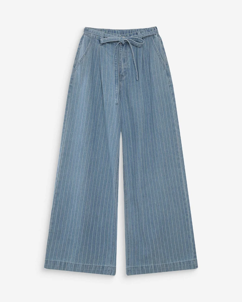 Jean oversize taille mi-haute stripedblue Pompon
