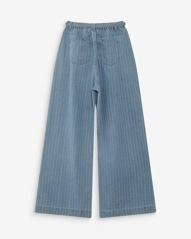 Jean oversize taille mi-haute stripedblue Pompon