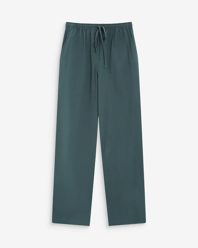Pantalon droit en coton taille ajustable à cordon emeraude Rhode