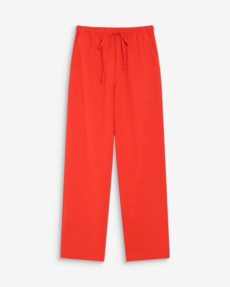 Pantalon droit en coton taille ajustable à cordon sanguine Rhode