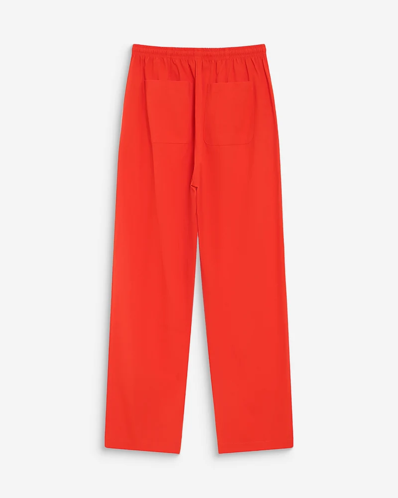 Pantalon droit en coton taille ajustable à cordon sanguine Rhode