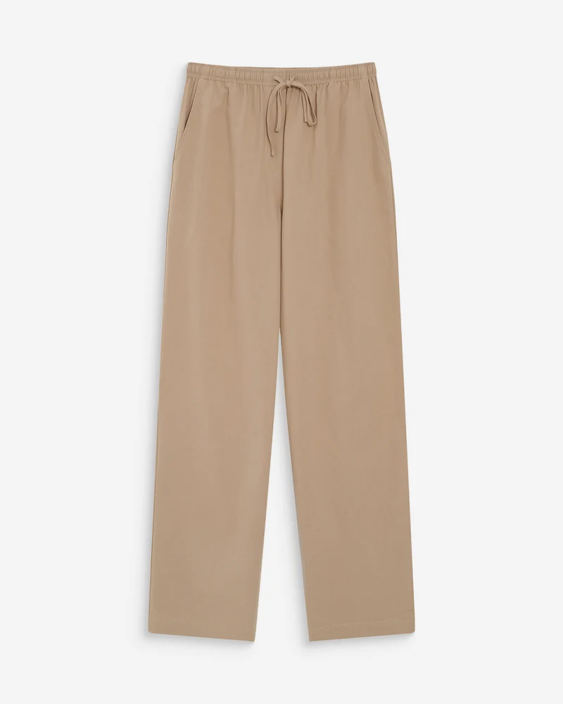 Pantalon droit en coton taille ajustable à cordon sable Rhode