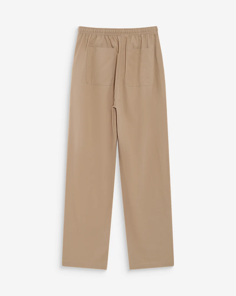 Pantalon droit en coton taille ajustable à cordon sable Rhode