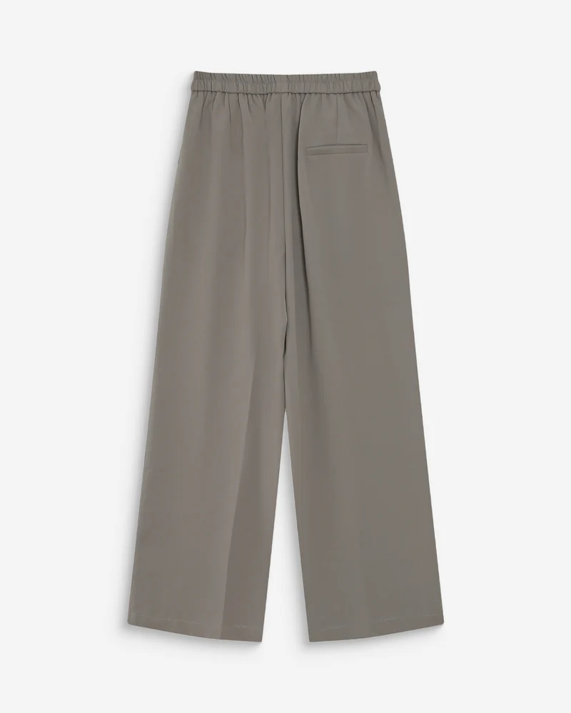 Pantalon fluide jambe large taille mi-haute kaki Noblesse