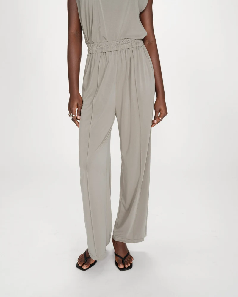 Pantalon en modal jambe large kaki Pax