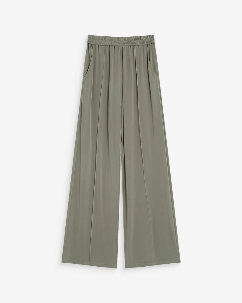 Pantalon en modal jambe large kaki Pax
