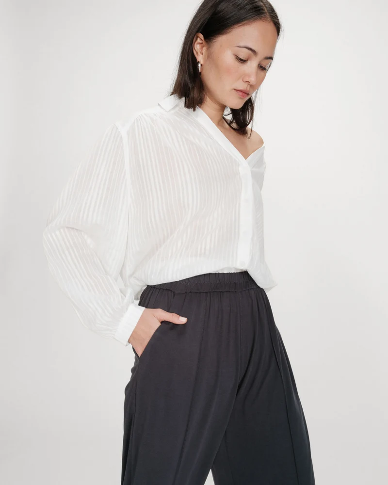 Pantalon en modal jambe large marine Pax
